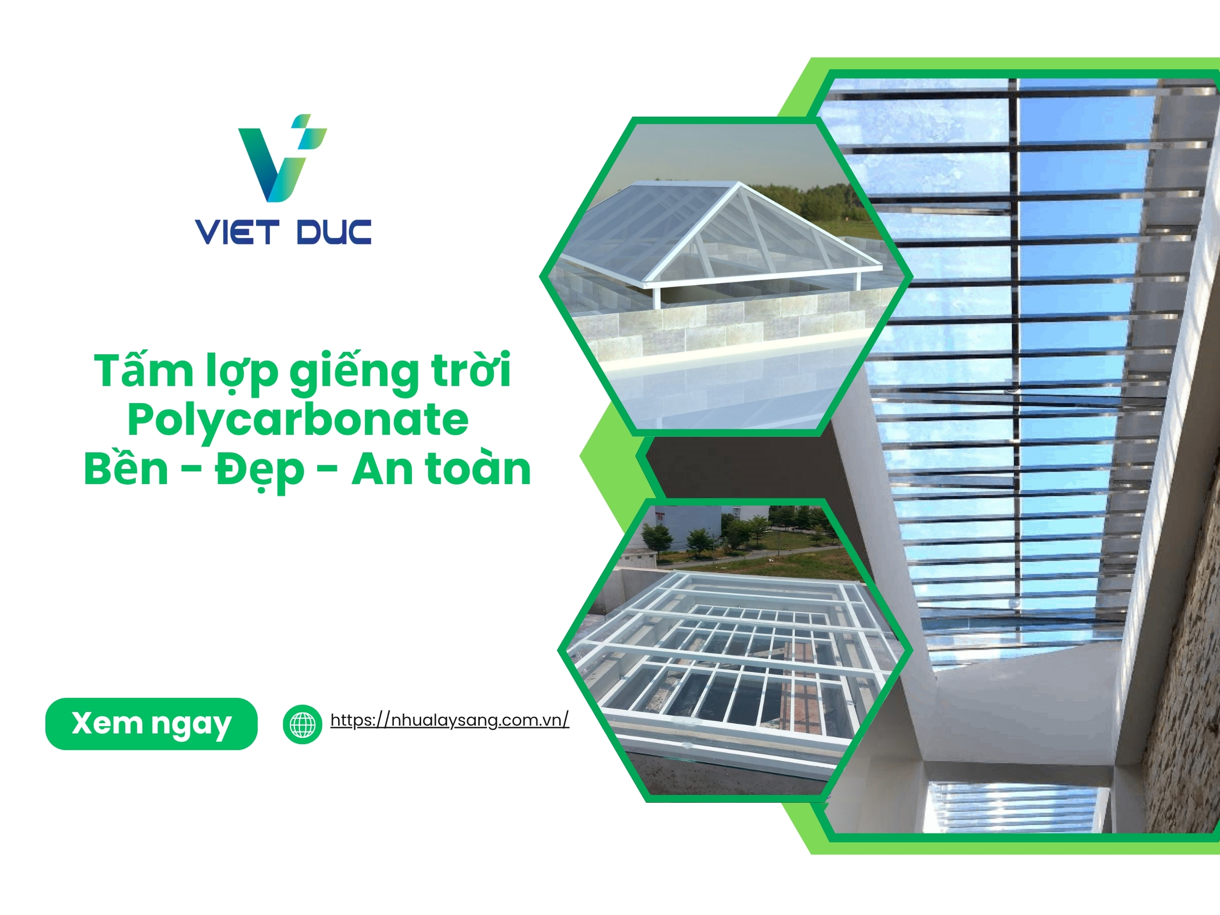 Tấm lợp giếng trời Polycarbonate | Bền - Đẹp - An toàn